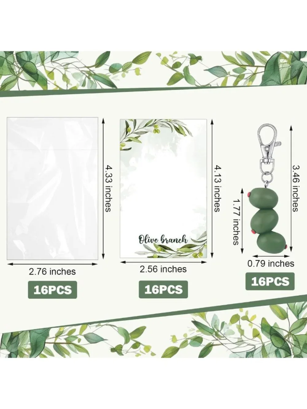 3D Olive Keychain Set - 16 Packs for Bachelorette Party Favors, Birthdays